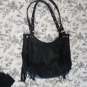Black Faux Leather Hobo style Purse